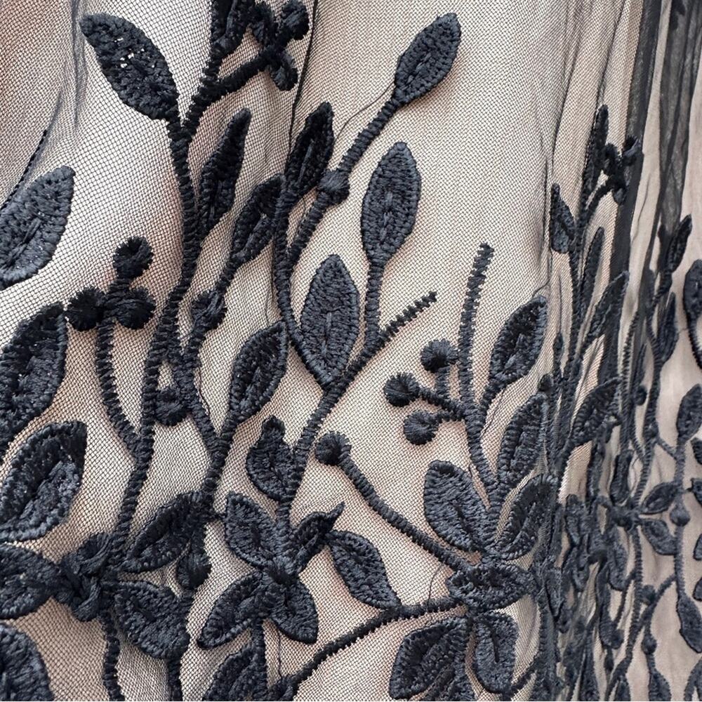 Polagram Black Embroidered Lace Maxi Skirt over Nude Lining - Picture 3 of 9